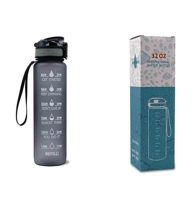 1L Tritan Bounce Cover Motivational Water Bottle with Time Marker Good for Cycling, Leakproof Cup for Sports and Fitness