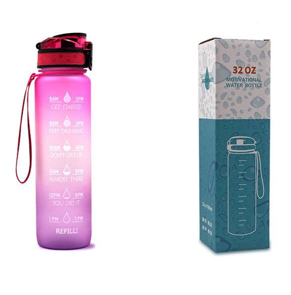 1L Tritan Bounce Cover Motivational Water Bottle with Time Marker Good for Cycling, Leakproof Cup for Sports and Fitness