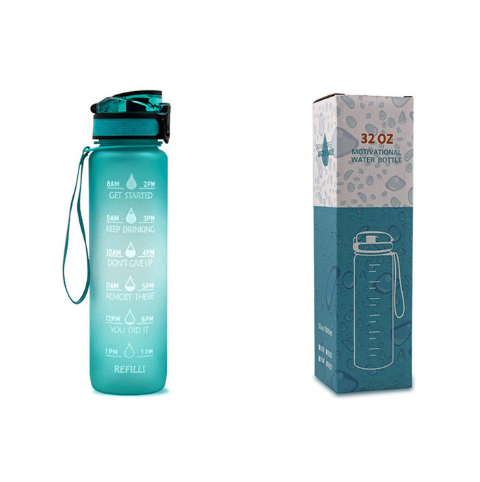 1L Tritan Bounce Cover Motivational Water Bottle with Time Marker Good for Cycling, Leakproof Cup for Sports and Fitness