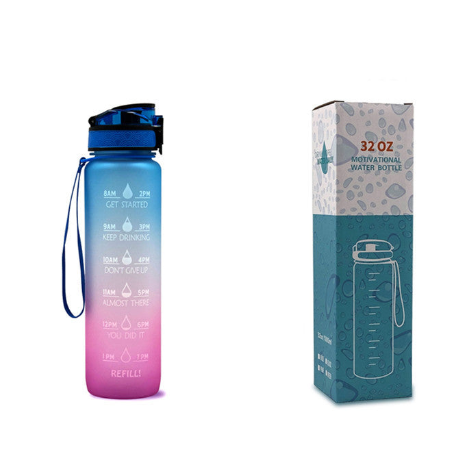 1L Tritan Bounce Cover Motivational Water Bottle with Time Marker Good for Cycling, Leakproof Cup for Sports and Fitness