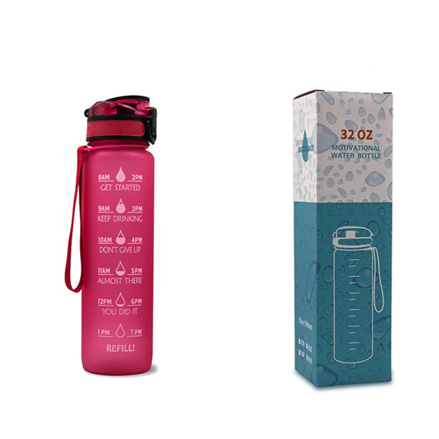 1L Tritan Bounce Cover Motivational Water Bottle with Time Marker Good for Cycling, Leakproof Cup for Sports and Fitness