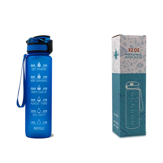 1L Tritan Bounce Cover Motivational Water Bottle with Time Marker Good for Cycling, Leakproof Cup for Sports and Fitness