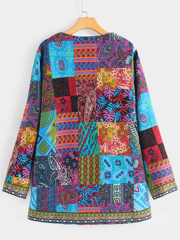 Printed Loose Long Sleeve Jacket Cardigan