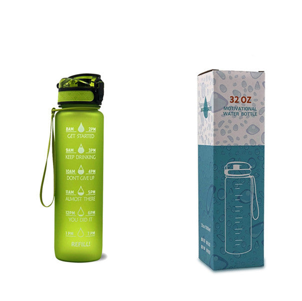 1L Tritan Bounce Cover Motivational Water Bottle with Time Marker Good for Cycling, Leakproof Cup for Sports and Fitness