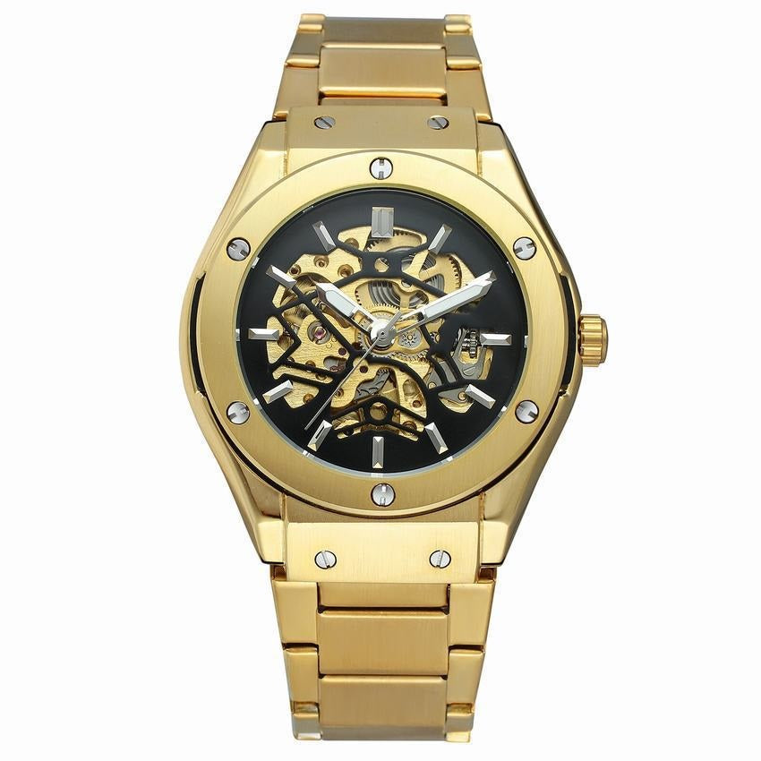 Men's Fashion Casual Skeleton Mechanical Movement Fully Automatic Watch