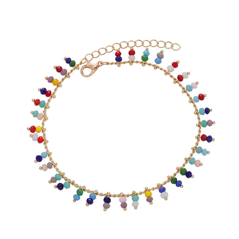 Fashion Color Handmade Rice Bead Anklet