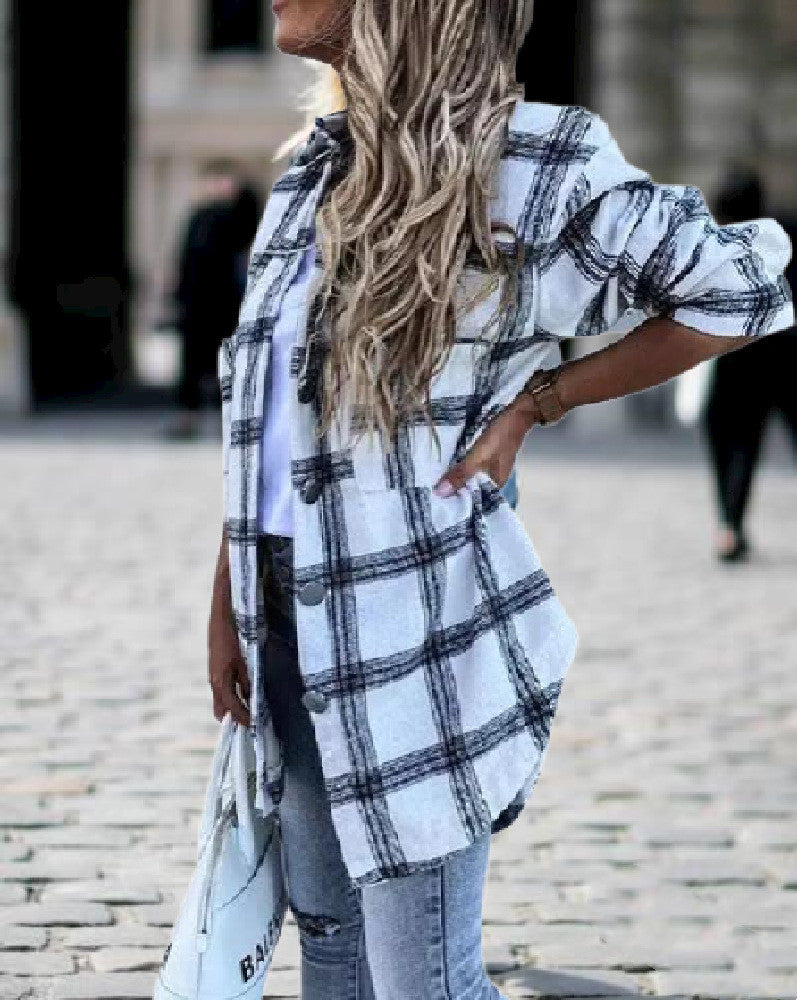 Spring Print Plaid Jacket Women's Casual Fashion