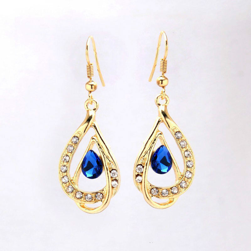 Double Drop Crystal Earrings Necklace