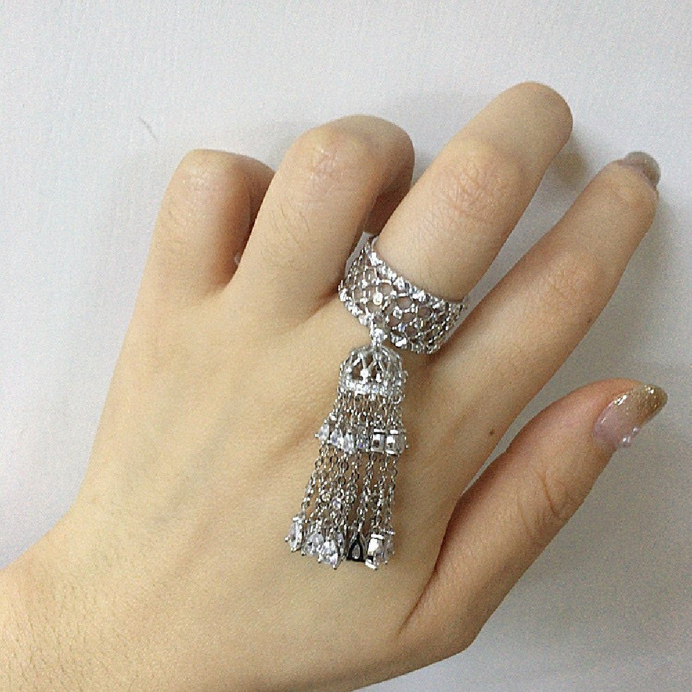 Waterfall Fringe Rhinestone Microset Ring