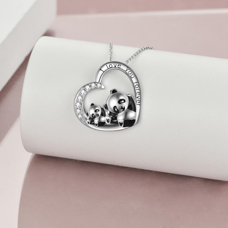 Panda Heart Necklace Jewelry Gifts for Women Sterling Silver