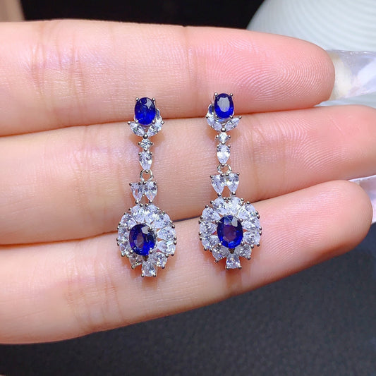 Natural Sri Lanka Sapphire Earrings Earrings Crystals