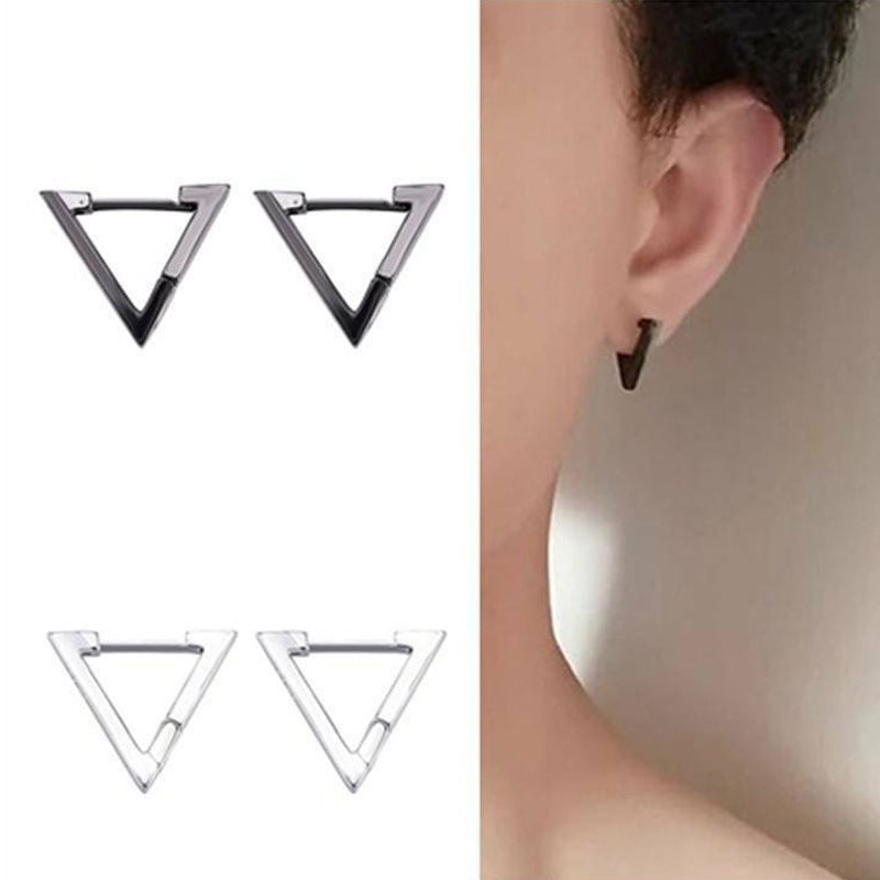 Stainless Steel Creative Hoop Earrings Women Triangular Earrings Fashion Jewelry Huggie Men Punk Hiphop