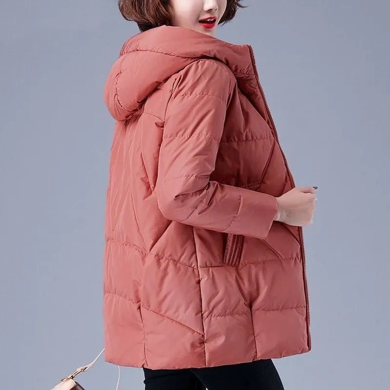 Women's New Mid-length Hooded Plus Size Coat