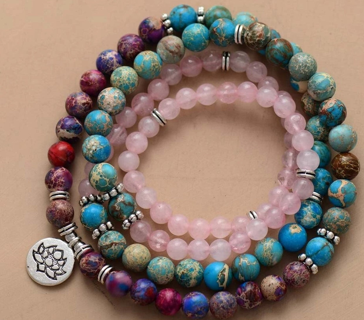 Amazon Stone Tiger Eye Stone Bracelet Necklace 108 Buddha Beads Lotus Bracelet