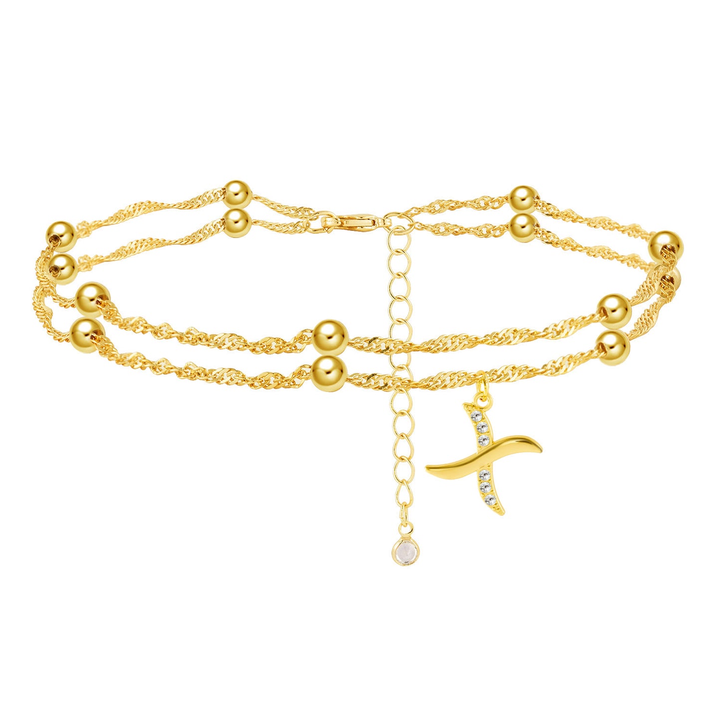 Double Letter Diamond Anklet