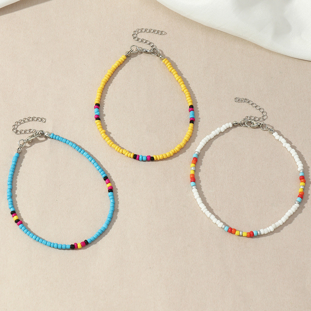 Bohemian Ethnic Style Colorful Rice Bead Anklet