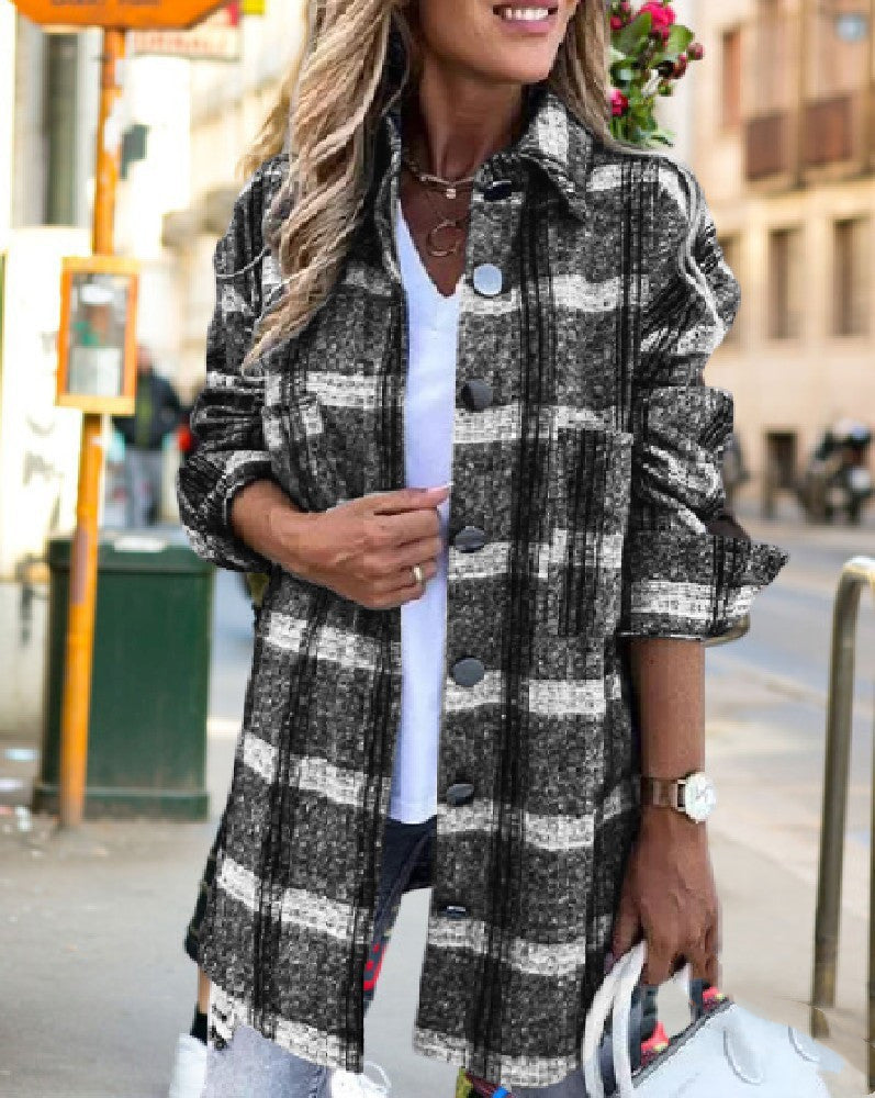 Spring Print Plaid Jacket Women's Casual Fashion