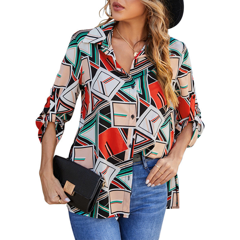 Women's Temperament Contrast Color Fashion Shirt