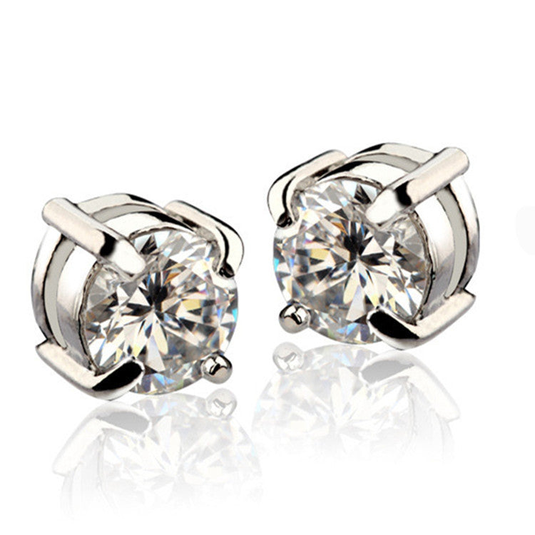 High Quality Square Zircon Magnet Stud Earrings Fashion