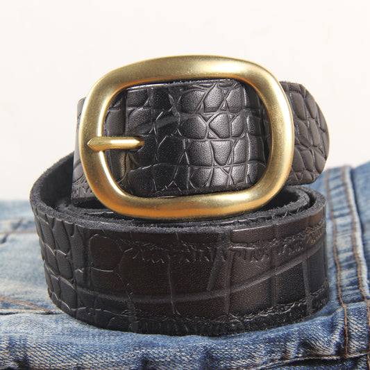 Leather Casual Full Top Layer Cowhide Jeans Belt