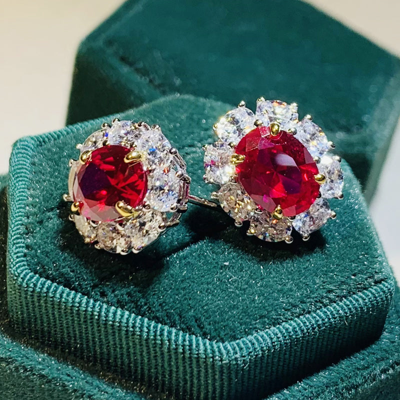 Court-inspired Earrings With Flowers And Rubies