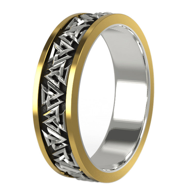 Viking Knot Silver Set Bronze Ring Male