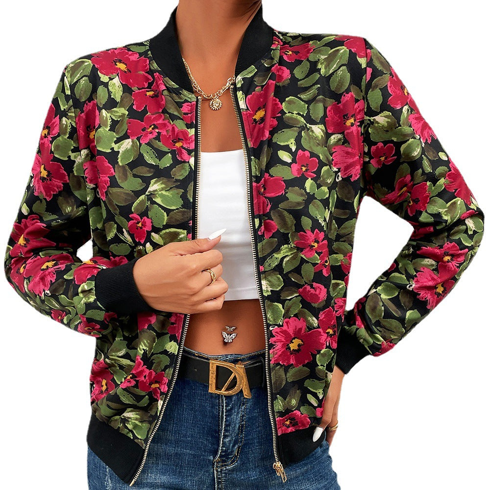 Women's Floral Cardigan Slim Fit Jacket Long Sleeve