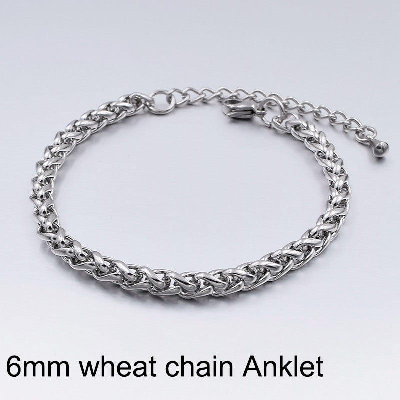 Niche Design Girlfriends Titanium Steel Anklet Female Student Korean Version Of The Simple Forest Spot Not Inlaid Female Ankle Ring Male Tide