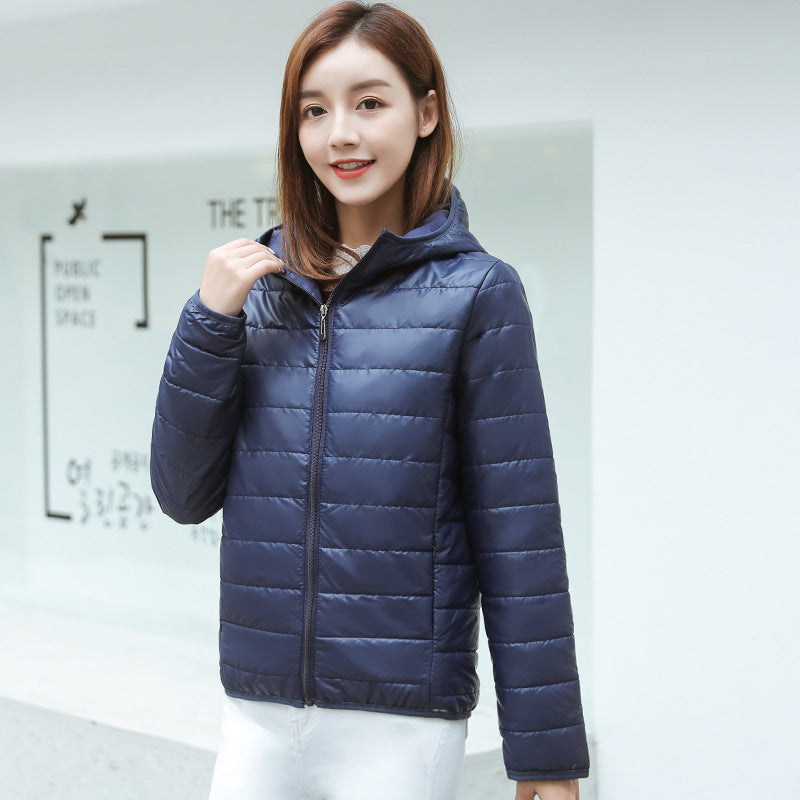 Slim-fit Preppy Style Hooded Lightweight Cotton-padded Jacket Winter