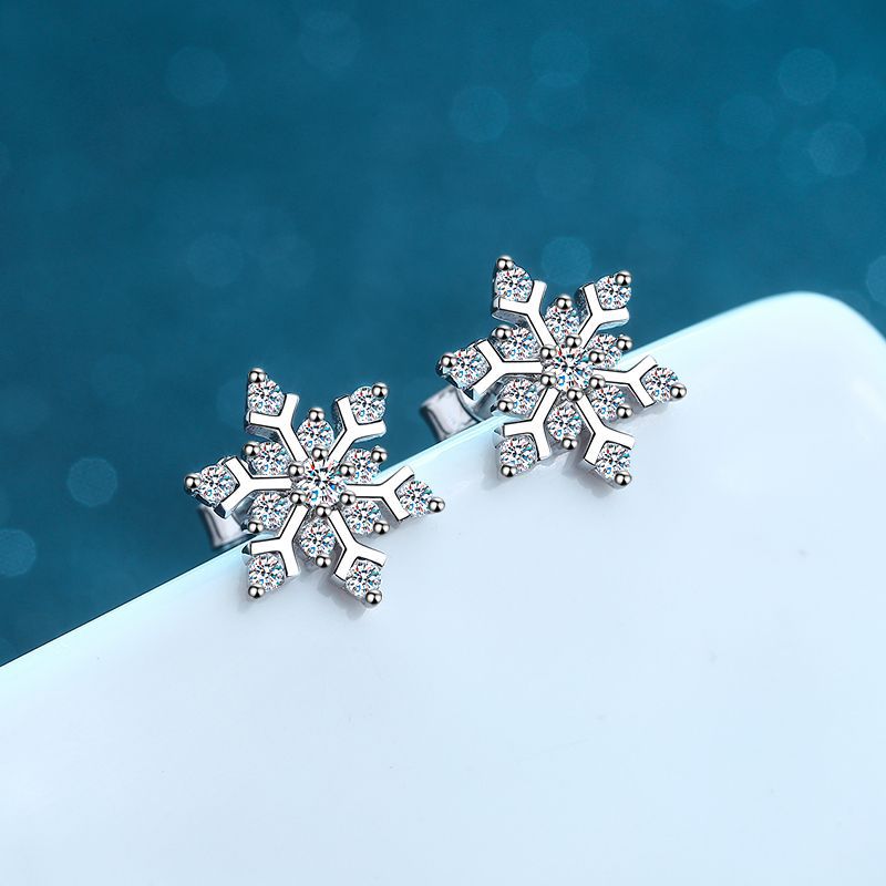 Women's Sterling Silver Snowflake Premium Earrings