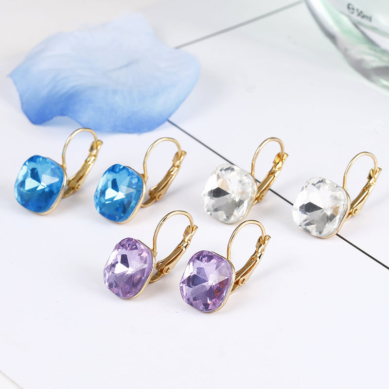 Fashion Gold Color Earring For Women Crystal Cubic Zirconia Stud Earrings