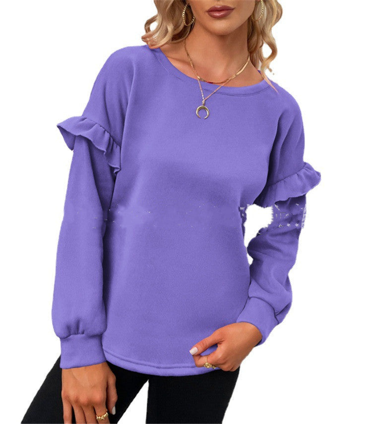 Solid Color Long-Sleeved Round Neck Loose Sweater