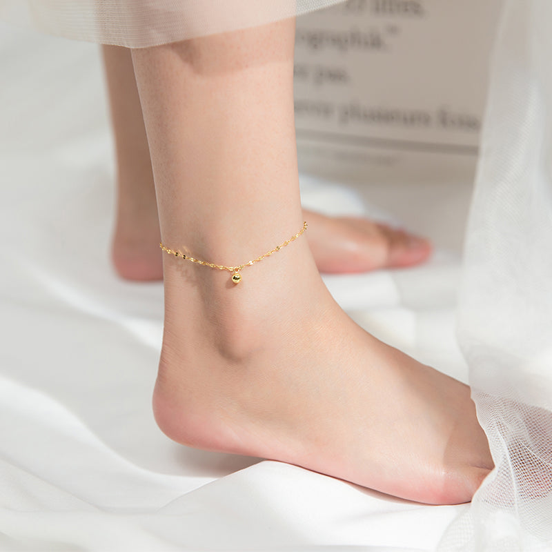 Women's Sweet And Simple Pearl Charm Silver Anklet