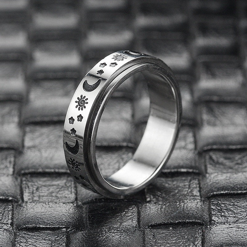 Sun, Moon And Stars European And American Creative Stainless Steel Couple Rings