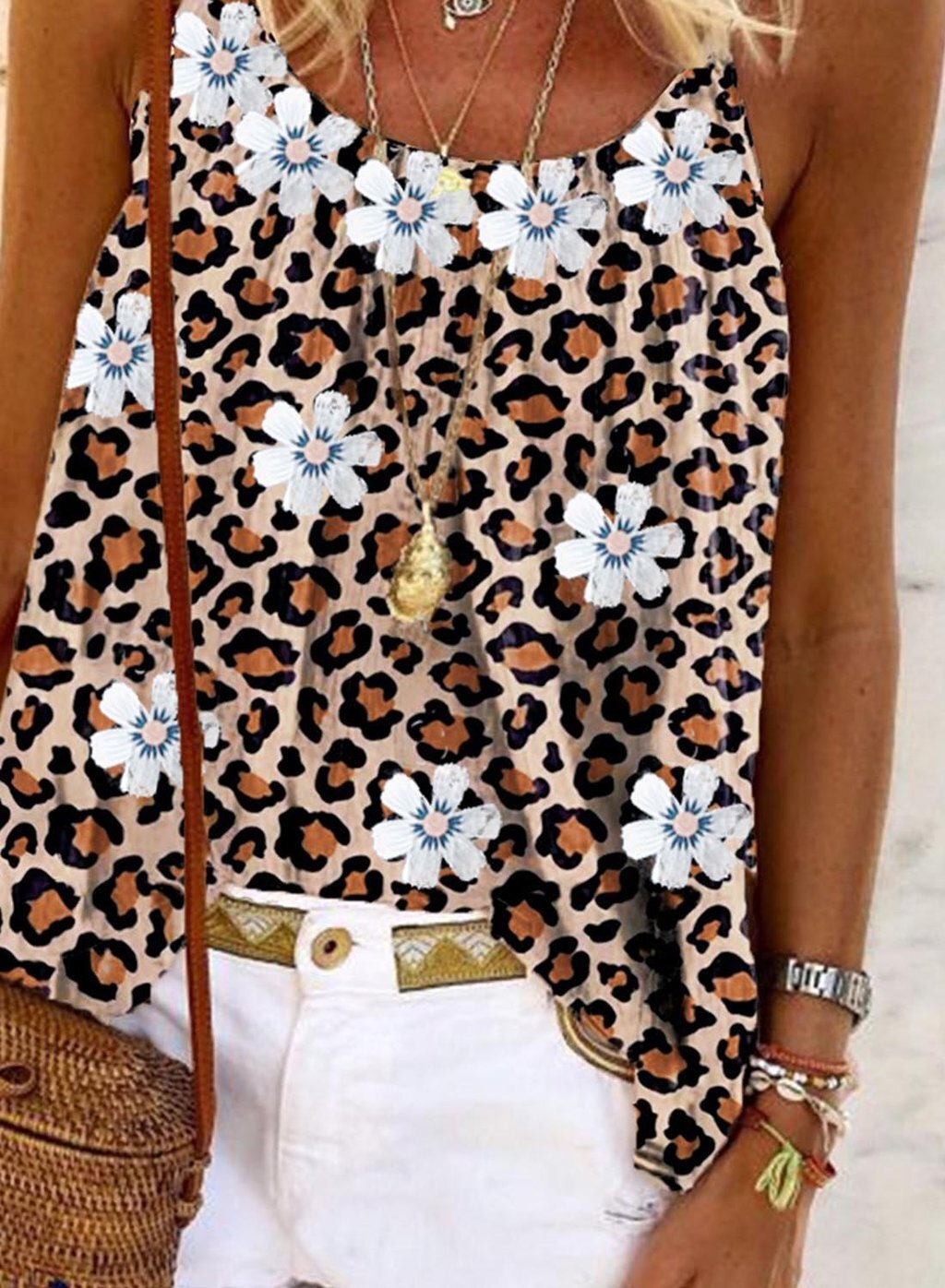 Ladies Popular Flower Leopard Print Sling