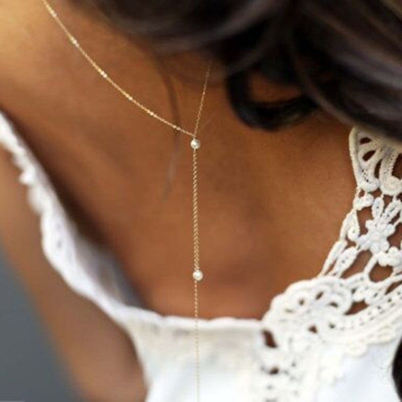 Fashion Elegant Pearl Back Body Chain