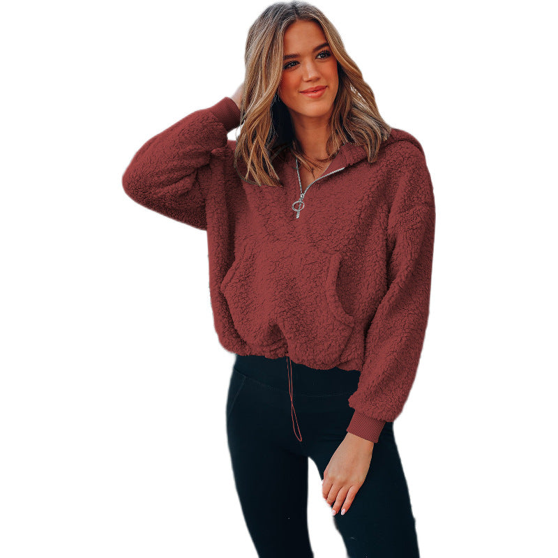 Women's Hoodie Loose Casual Half-open Neckline Blouse