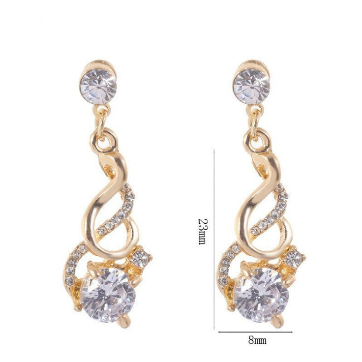 Two-piece Zircon Crystal Pendant Earrings