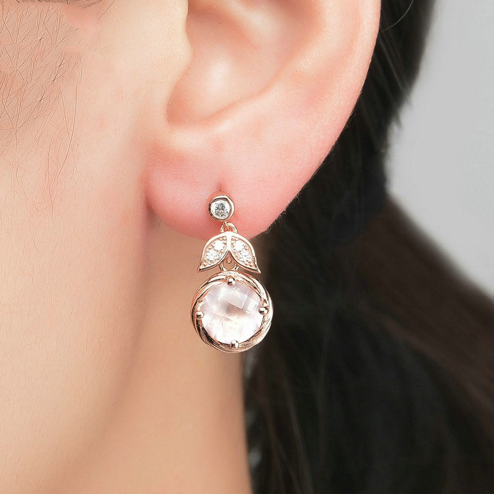 Plaid flour crystal earrings