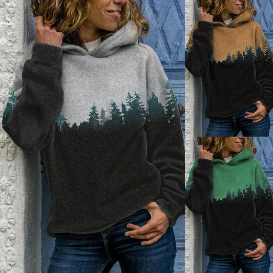 Wood print hooded sweatshirt