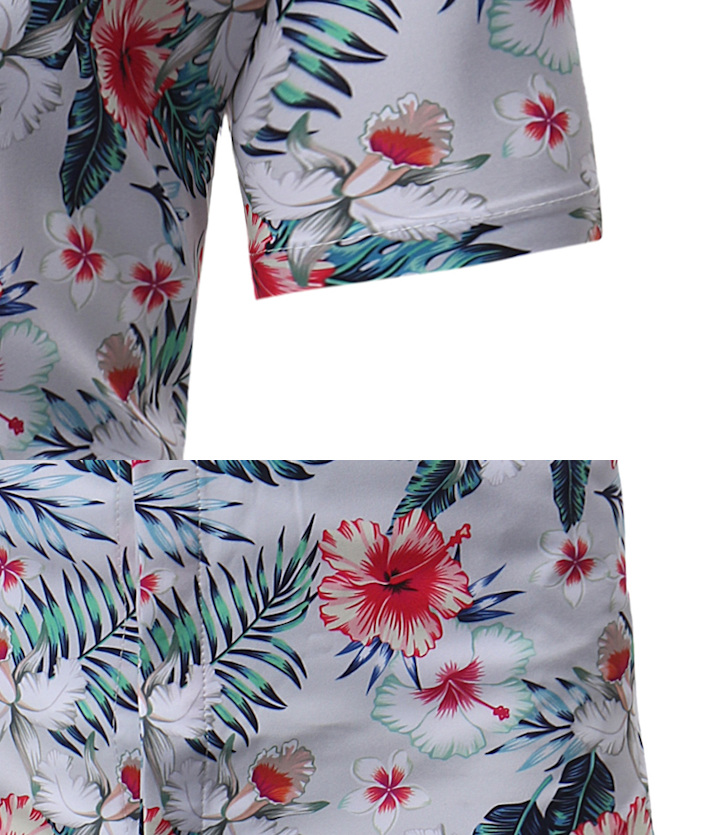 New men's casual short-sleeved flower shirt