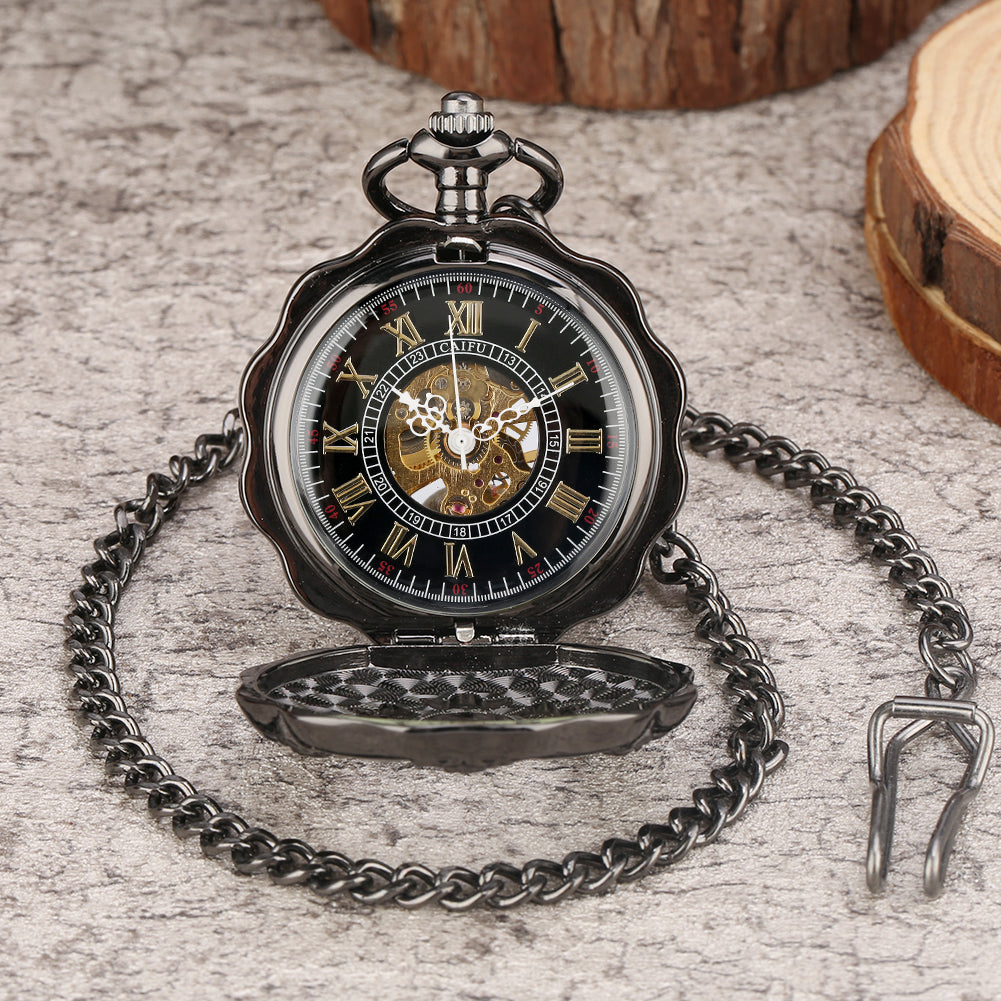 Carved pumpkin pocket watch