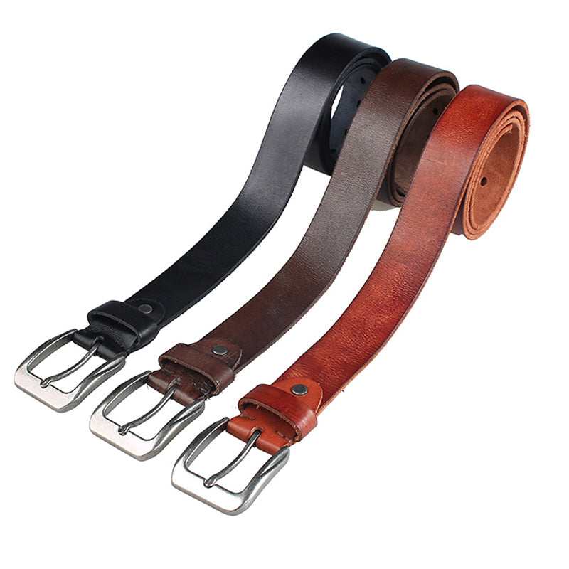 Washed vegetable tanned top layer cowhide belt