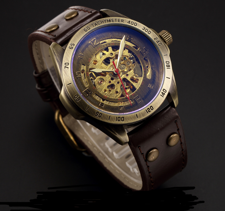 Casual hollow nostalgic style automatic mechanical watch