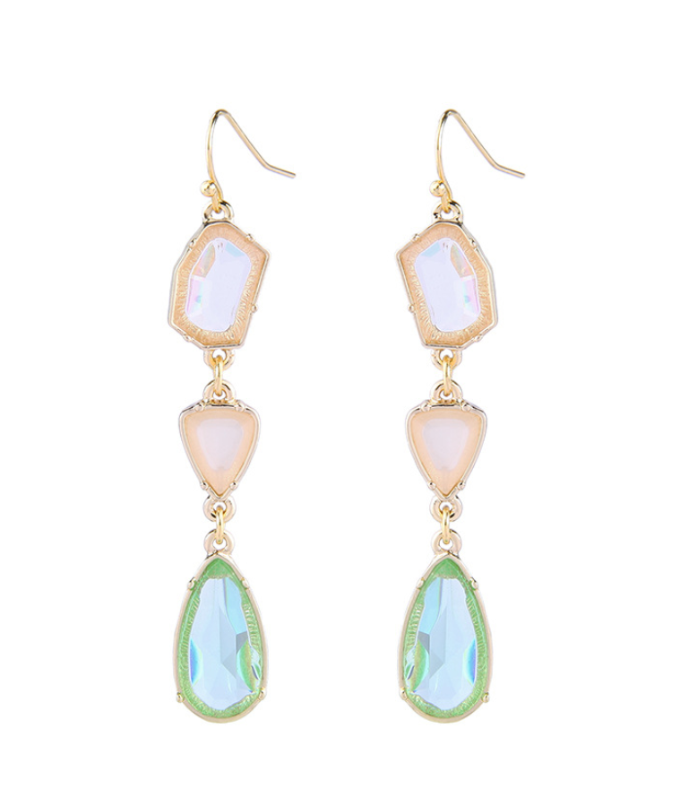 Alloy gemstone crystal drop ladies earrings simple wild European and American fashion cross-border jewelry