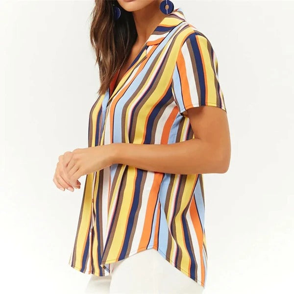 Striped printed short sleeves