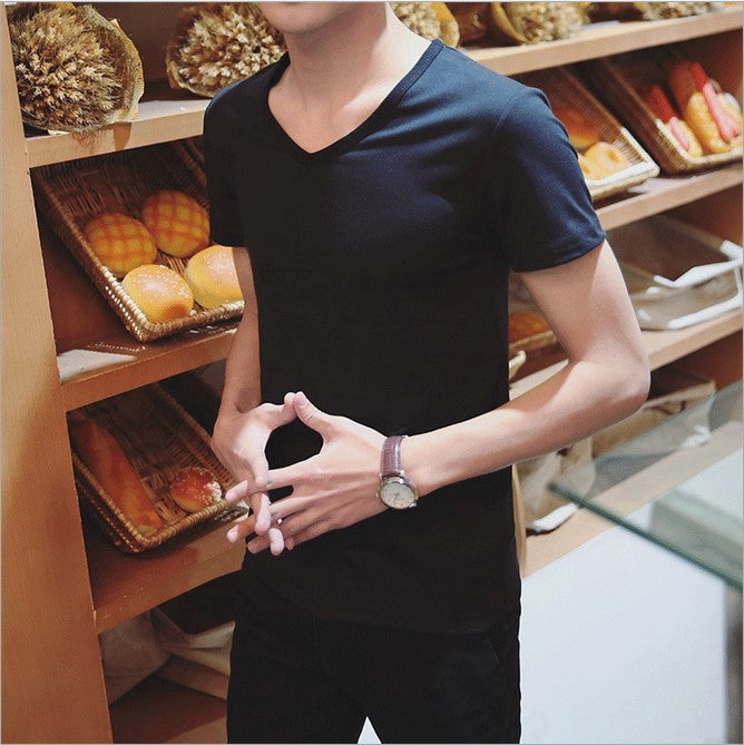 Slim round neck half sleeve bottoming shirt