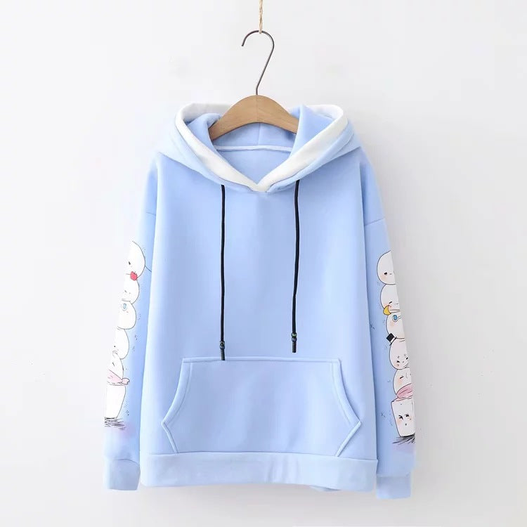 Hooded long-sleeved sweater women