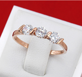 High quality zircon micro plated genuine gold engagement ring