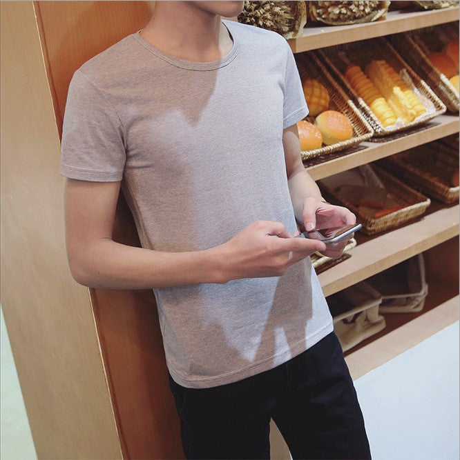 Slim round neck half sleeve bottoming shirt